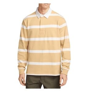 Nike Life $125 Striped Heavyweight Rugby Shirt FN3122-252 Sesame/Sail/White XXL